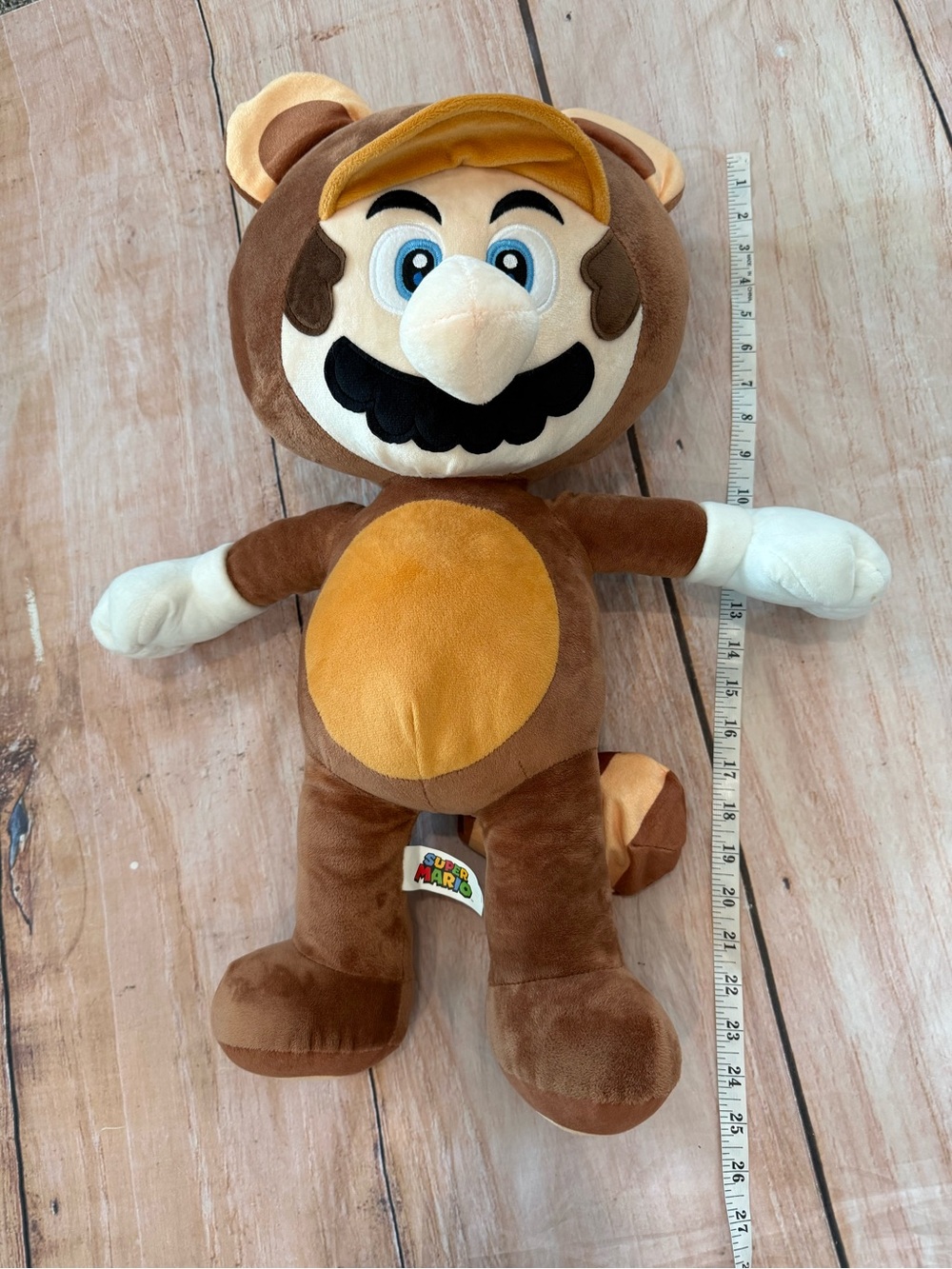 Super Mario Bros Tanuki Mario Suit Brown Giant 24” Soft Plush Nintendo Galaxy